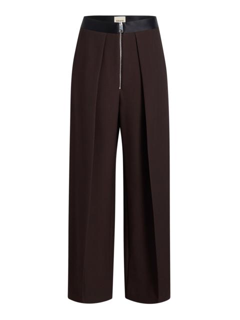 Marine Zipped Crepe Wide-Leg Pants brown