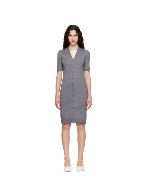 MM6 Maison Margiela Gray & Off-White Trompe L'Oeil Cardigan Midi Dress