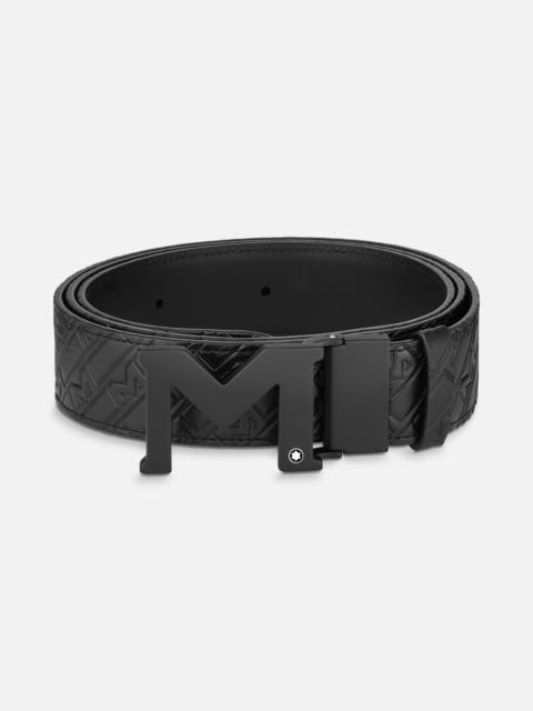 Montblanc M buckle embossed black/plain black 35 mm reversible leather belt