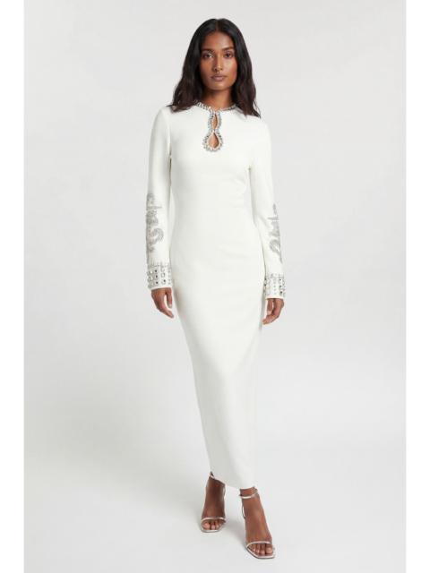 KAREN MILLEN Figure Form Bandage Knit Embellished Wide Sleeve Midi Dress