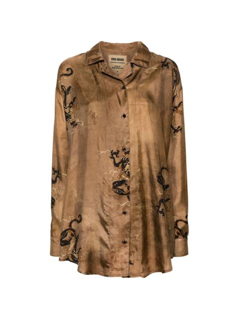 Uma Wang Tammy motif-print blouse - Brown