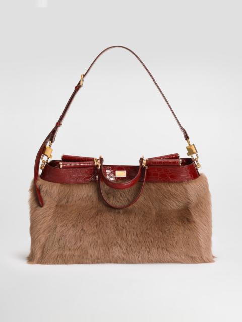 Dolce & Gabbana My Sicily shearling and alligator handbag