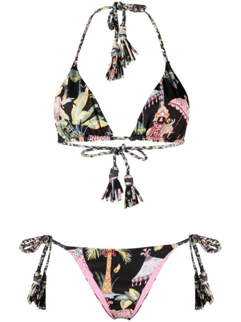 REDValentino jungle-print halterneck bikini