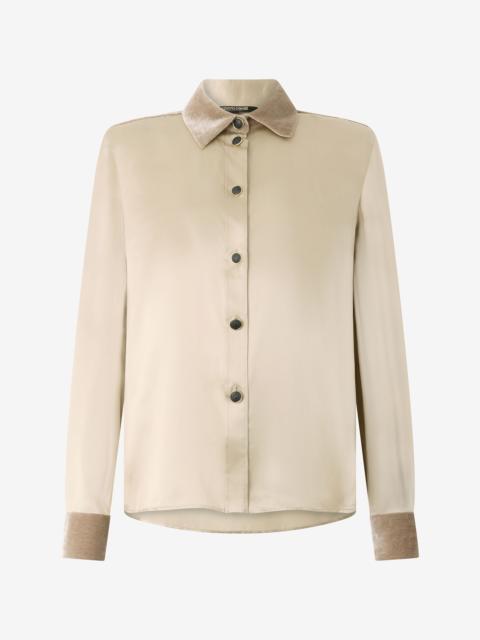 Roberto Cavalli Beige Silk Shirt With Velvet Inserts