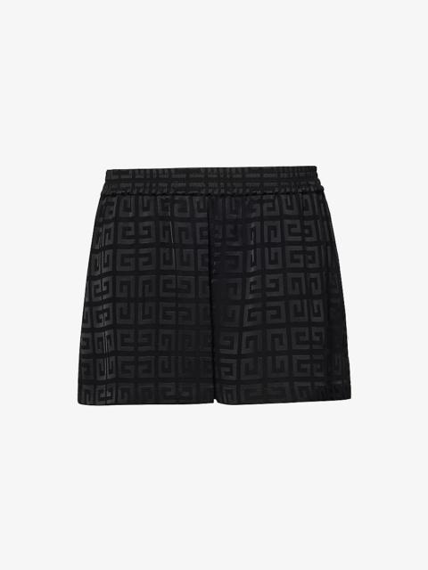 Monogram-jacquard high-rise woven-blend shorts