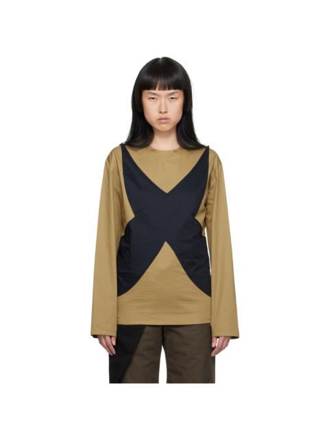 STRONGTHE Beige & Black Baby Long Sleeve T-Shirt
