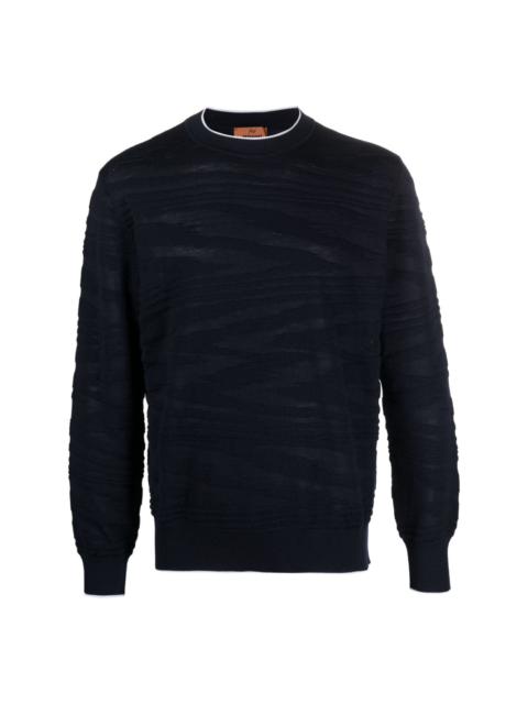 zigzag-jacquard wool-blend jumper