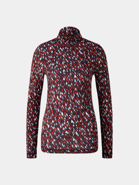 BOGNER Andriana Turtleneck top in Red/Light blue
