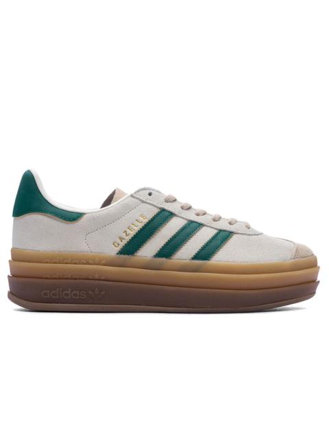 adidas Originals WOMENS GAZELLE BOLD - CREAM WHITE/COLLEGIATE GREEN/MAGIC BEIGE