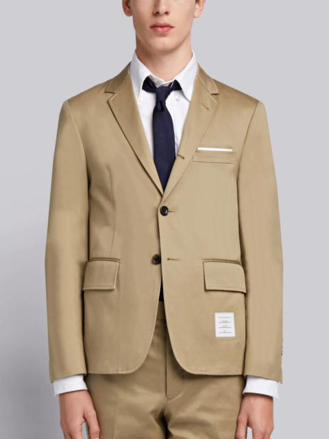 Thom Browne Camel Cotton Unconstructed Single Breasted 4-Bar Classic Jacket