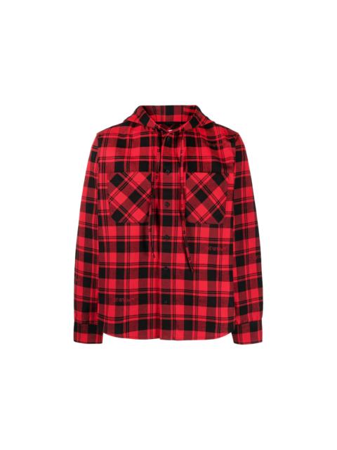 Off-White OFF-WHITE Check-Print Flannel Hoodie Black/Red