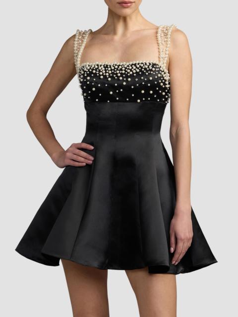 MAC DUGGAL Women's Embellished Satin A-Line Minidress - Black