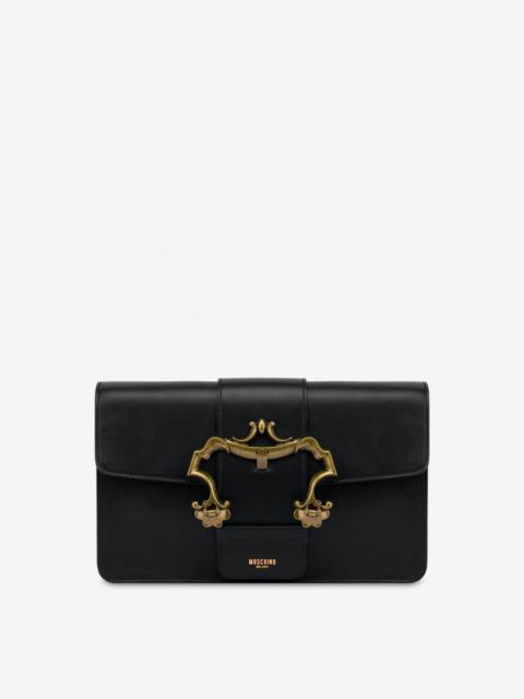 Moschino CALFSKIN BAROQUE BUCKLE CLUTCH