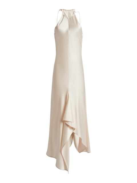 Victoria Beckham Draped Satin Halter Midi Dress off-white