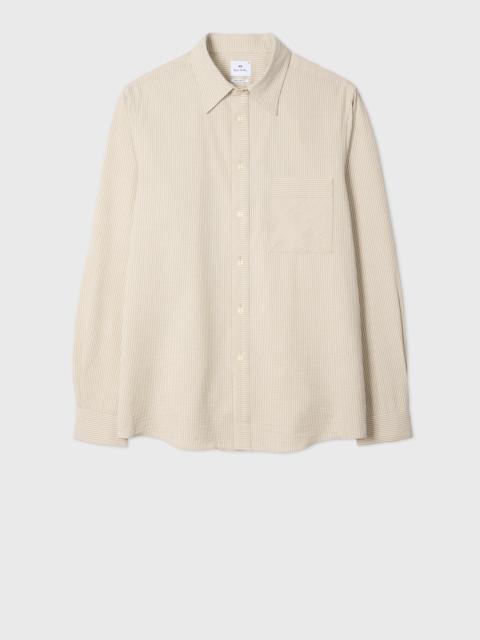 Paul Smith Regular-Fit Taupe Textured-Stripe Shirt