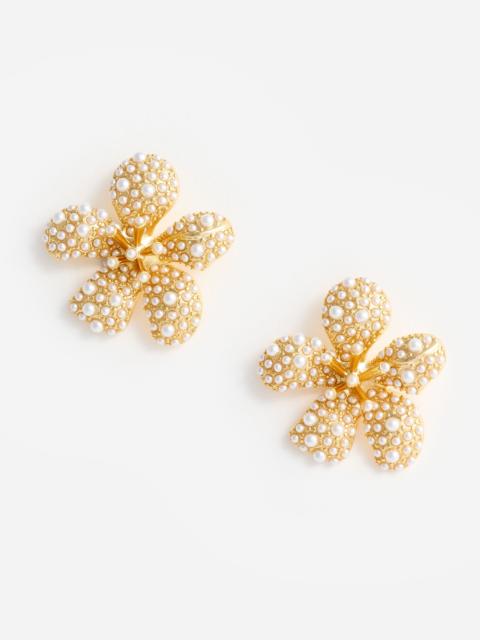 self-portrait Gold Pearl Encrusted Flower Earrings