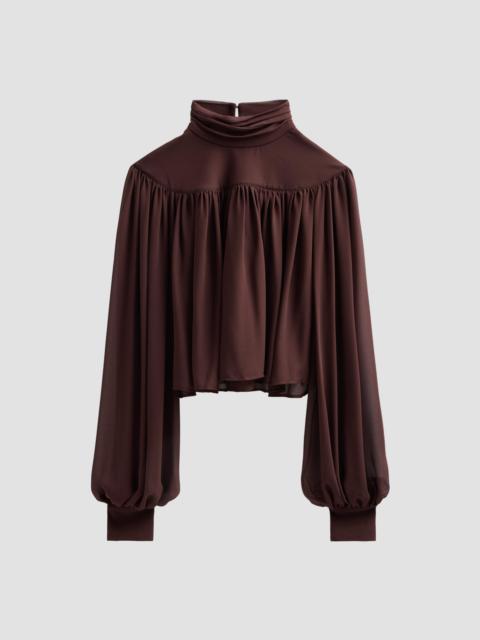 RONNY KOBO Women's Aerin Gathered Jersey Top - Chocolate