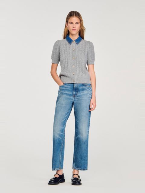 Sandro CARDIGAN WITH DENIM COLLAR