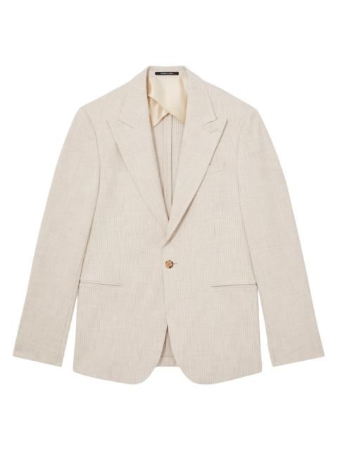 REISS Men's Kai Pinstriped Blazer - Oatmeal White