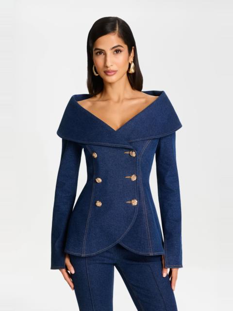 NADINE MERABI Jordan Denim Top