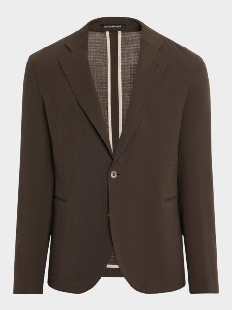 EMPORIO ARMANI Men's Crepe Wool 싱글 브렌트 스포츠 코트