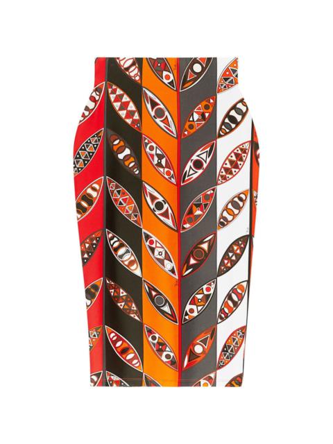 Girandole-print pencil skirt