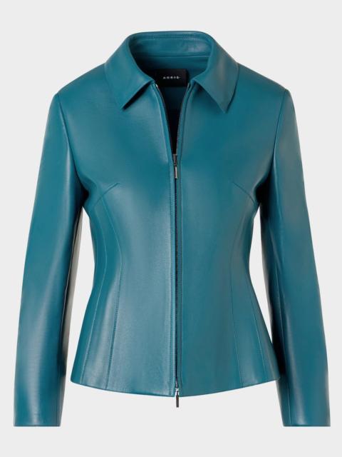 AKRIS Hecate Nappa Leather Fitted Jacket,