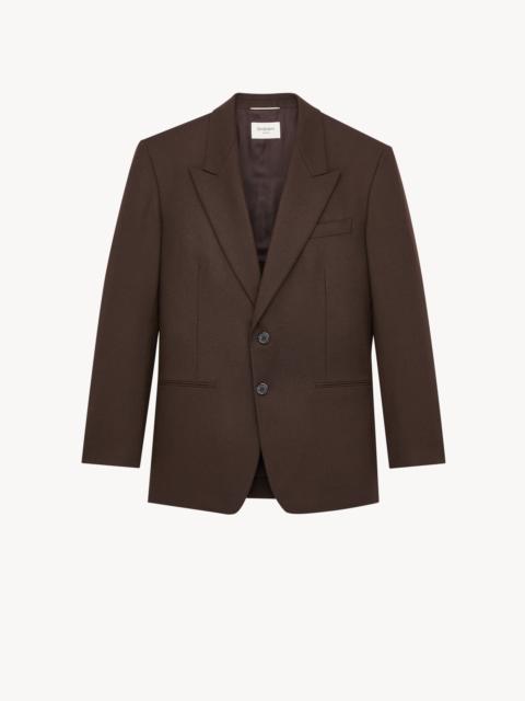 SAINT LAURENT SINGLE-BREASTED JACKET IN BRUSHED WOOL FLANNEL