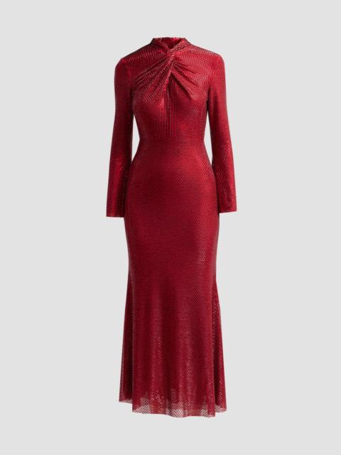 self-portrait Women's Rhinestone-Mesh Twist Midi Dress - Red