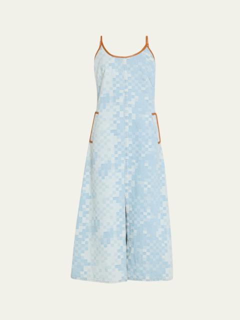 RAMY BROOK Luna Checkered Denim Midi Dress