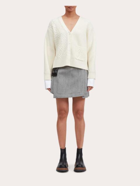3.1 Phillip Lim Boyfriend Cable Knit Wool Cardigan