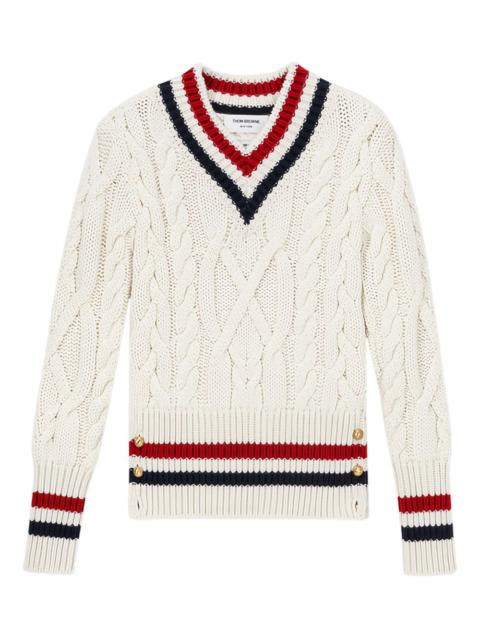 Thom Browne cable-knit V-neck pullover