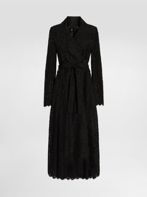 Dolce & Gabbana Long double-breasted cordonetto lace coat