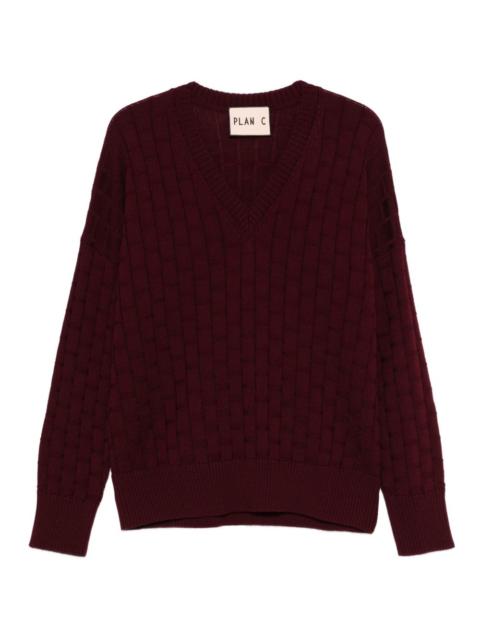 Plan C V-neck cable-knit sweater
