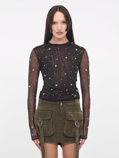 Stud Rhinestone Tulle Tee