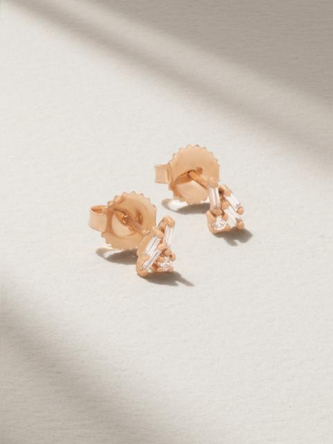 SUZANNE KALAN 18-karat Rose Gold Diamond Earrings