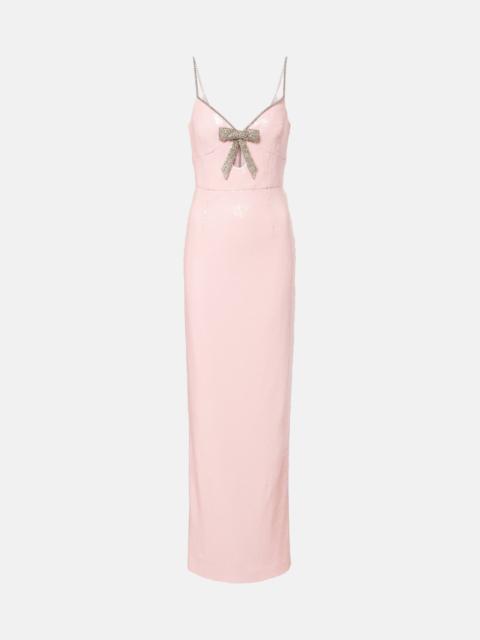 REBECCA VALLANCE Lena bow-detail sequined gown