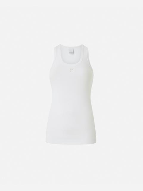PINKO RIBBED VEST TOP WITH BIRDS LOGO