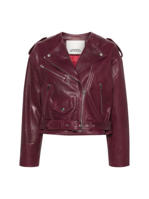 leather cropped biker jacket