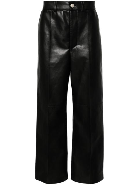 Nanushka Black Dax Faux-Leather Wide-Leg Trousers
