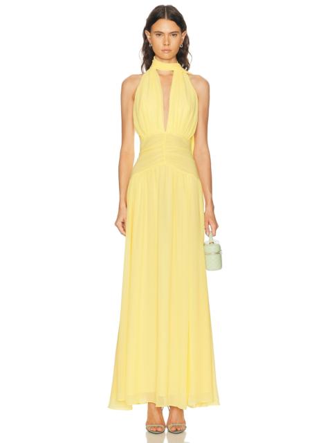 NICHOLAS Arella Deep Plunge Halter Maxi Dress
