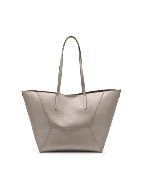 bronze leather tote bag