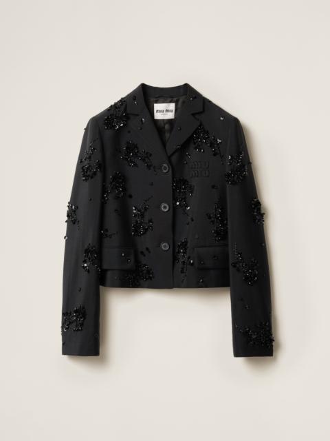 Miu Miu Embroidered single-breasted kid mohair jacket