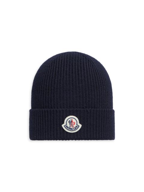 Moncler Unisex Beanie Hat in Wool - Navy Blue