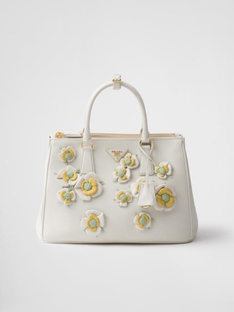 Large Prada Galleria leather bag with floral appliqués