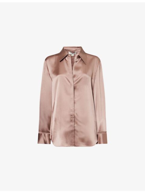 Vince Relaxed-Fit Long-Sleeves Silk Shirt