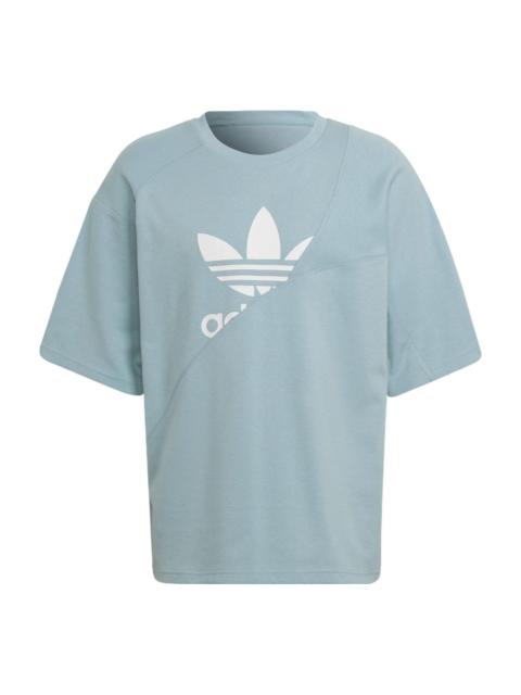 adidas adidas originals Sports Large Logo Solid Color Splicing Short Sleeve Gray Green HC4509