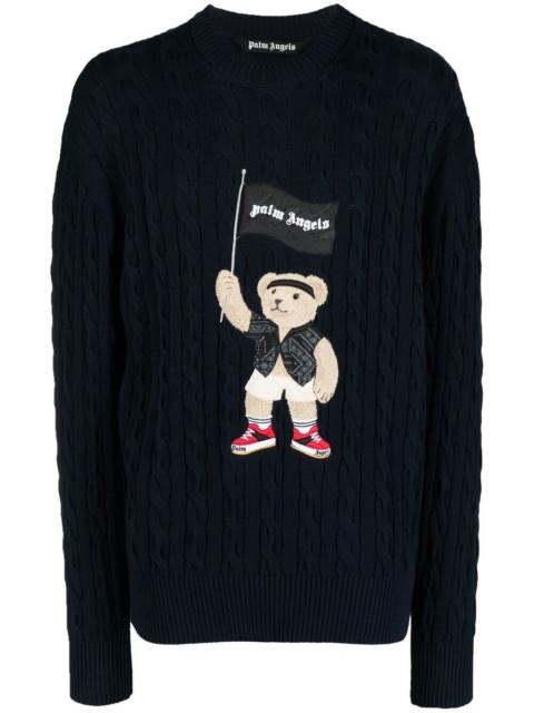Palm Angels Pirate Bear cable-knit jumper