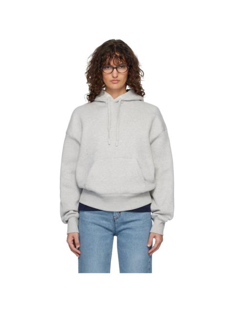 AMI Paris Gray Cotton Embossed Ami de Coeur Hoodie