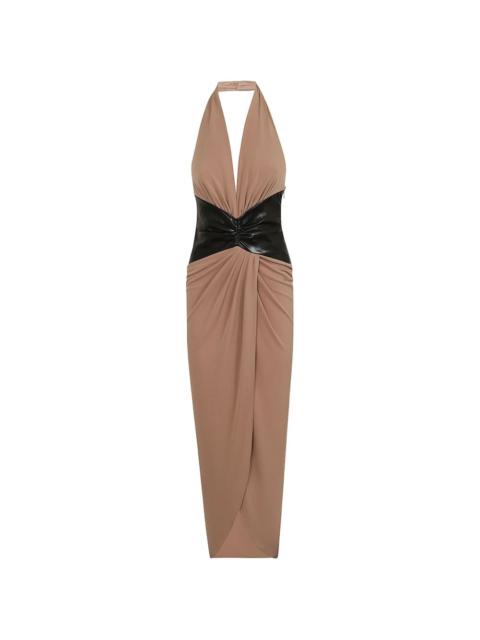 THE ANDAMANE halterneck draped midi dress